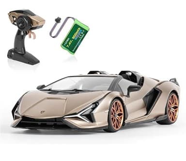MIEBELY Lamborghini Remote Control Car, 1:16 Scale Lambo Toy Car 7.4V 500mAh Officially Licensed 12Km/h Rc Cars with Led Light 2.4Ghz Model Car for Adults Boys Girls Birthday Ideas Gift (Champagne)