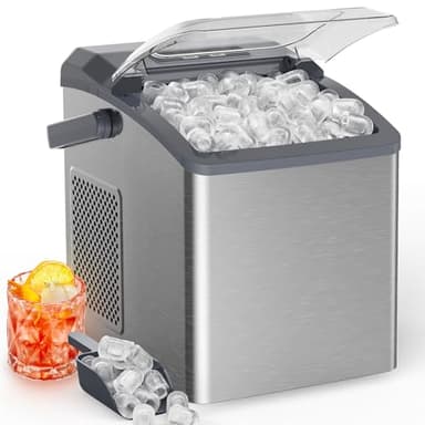 Marsail Ice Makers Countertop, 26 lbs per Day, Fast Ice in 6 Minutes, Self-Cleaning Ice Maker, Compact Countertop Ice Machine for Home, Kitchen/Office/Parties