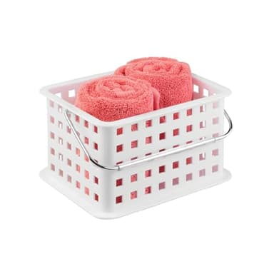 iDesign Portable Shower Caddy Basket with Handle for College Dorm or Bathroom - White - Made in USA