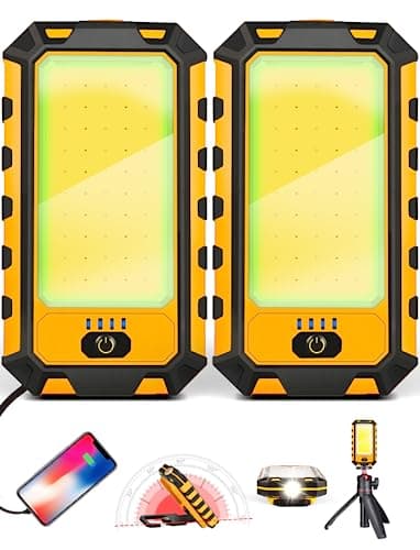 innofox LED Rechargeable Magnetic Work Light 40W 1500Lumens, Hanging Hook 4 Lighting Modes, Job Site Lighting for Car Repairing, Camping, Hunting, and Hurricane (2, Orange)