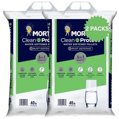2 Pack Water Softener Salt Pellets – Clean and Protect Plus Rust Defense, 40 lb Bags (80 lbs Total) – Removes Iron, Reduces Rust Stains, Improves Water Taste, Protects Pipes and Appliances