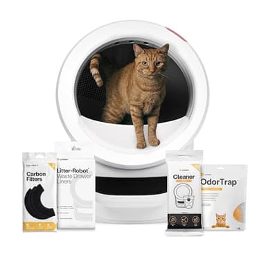 Litter-Robot 4 Supply Bundle by Whisker, White - Automatic, Self-Cleaning Cat Litter Box, WiFi Enabled, Includes Litter-Robot 4, 3 OdorTrap Refills, 10 Liners, 30 Cleaner Wipes, & 2 Carbon Filters