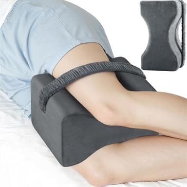 ComfyInLove Knee Pillow for Side Sleepers, Memory Foam Leg Pillow with Strap for Side Sleeping, Supportive Elevation Pillow Between Legs for Knee, Ankle Sciatica, Pregnancy, Joint Pain (Gray/Regular)
