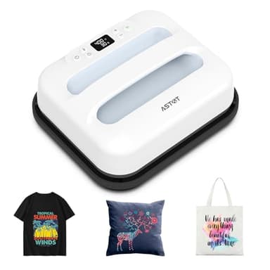 AST&T Heat Press Machine 12" x 10" Portable & Easy Heat Press for T-Shirts, Pillows, Tote Bags & More White (Heat Press)