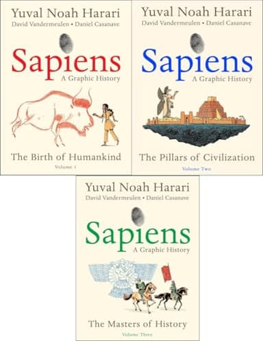 Sapiens A Graphic History 3 Books Collection Set By Yuval Noah Harari (The Birth of Humankind, The Pillars of Civilization and The Masters of History)