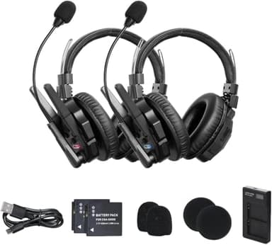 SYNCO Xtalk XMax2 Wireless Intercom Headset System 2.4GHz Dual-Ear Communication Headsets 500m/1640ft with Noise Reduction for Movie Shoot, Live Show Stage Performance (2PCS)