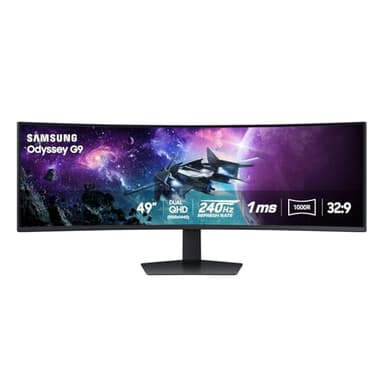 SAMSUNG 49" Odyssey G9 (G95C) Series DQHD 1000R Curved Gaming Monitor, 240Hz, 1ms(GtG), DisplayHDR 1000, AMD FreeSync Premium Pro, Eye Saver Mode, Auto Source Switch+, LS49CG950ENXZA, 2024