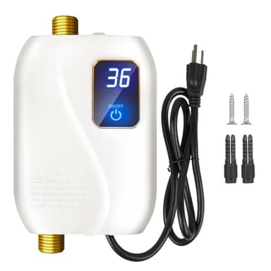Tankless Water Heater Electric 110V, 3000W Instant Electric Water Heater, Under Sink Water Heater with Digital Display, On Demand Hot Water heater Electric for Kitchen Bathroom Washin