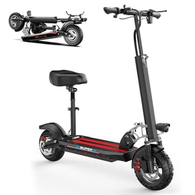 Misodo Electric Scooter with Seat for Adults, 800W E Scooter, 27 MPH & 35 Miles Range, 10" Tires, 48V 13AH Battery, Folding Design & Removable Seat, Bright Light, Off-Road Capable