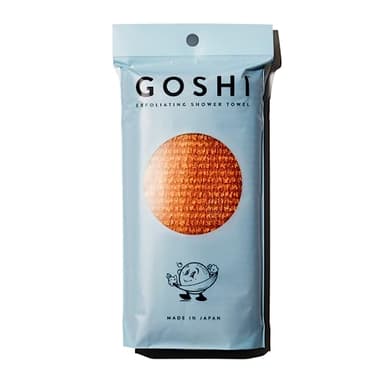 GOSHI Exfoliating Shower Towel - Rip-Resistant Exfoliating Washcloth for All Skin Types - Marigold Yellow - Made in Japan