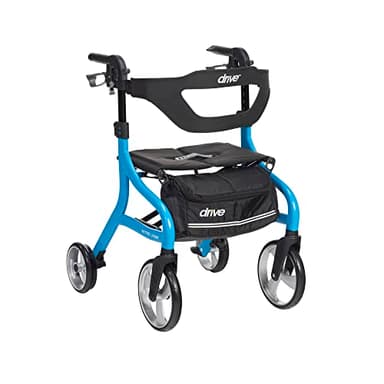 Drive Medical Nitro Sprint Foldable Rollator Walker with Seat - Lightweight Support - Large Wheels - Compact Folding Design - Adjustable Comfort - Standard Size - Blue