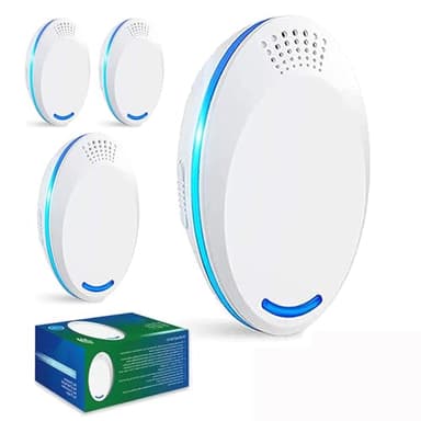 Mouse Mice Repeller Indoor, Rodent Rat Repellent, Ultrasonic Pest Mouse Repeller, Spider Repellent Indoor, Pest Roach Repellent Ultrasonic Plug in, White, 4 Pack