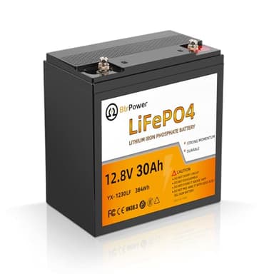 12V 30Ah LiFePO4 Battery,5000+ Deep Cycle Lithium Battery,Low-Temperature Protection,30A BMS,for Fish Finder, Trolling Motor, Kids Scooters, Power Wheel Chair,Boat, RV, etc