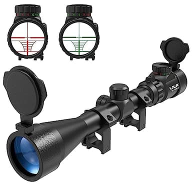 UUQ 3-9×40 Rifle Scope with Red/Green Illumination and Rangefinder Reticle-Fits 20mm Free Mounts,Waterproof and Fog-Proof