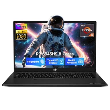 NIMO 17.3 Gaming-Laptop Ryzen 9 8945HS (Beat i9-13900H, Up to 5.2GHz) 16GB RAM, 512GB SSD, Radeon 780M, PD 100W Type-C AI-Enhanced for Copilot VR Ready, Backlit Keyboard, Fingerprint