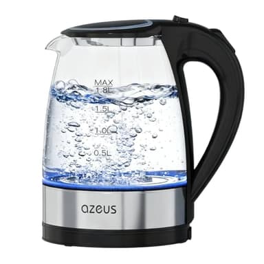 AZEUS Fast Boil Electric Water Kettle, 1.8L Large Capacity with Auto Shut-Off and Boil-Dry Protection, BPA-Free Borosilicate Glass &Stainless Steel