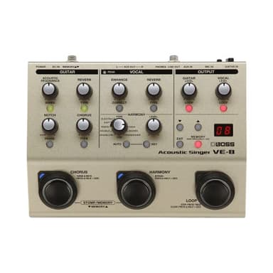BOSS VE-8 Acoustic Singer | Compact All-In-One Preamp and Effects Solution for Singing Guitarists | Create Natural Harmonies in Real-Time | Studio-Quality Processing | Multiple Vocal Effects | Looper