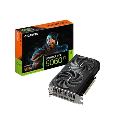 GIGABYTE GeForce RTX 5060 Ti WINDFORCE MAX OC 16G Graphics Card, by NVIDIA, 16GB 128-bit GDDR7, PCIe 5.0, Cooling System, DisplayPort & HDMI - Video Output Interface, GV-N506TWF2MAX OC-16GD Video Card