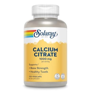Solaray Calcium Citrate 1000mg - Chelated Calcium Supplement - Supports Bone Strength and Healthy Teeth - Easy to Digest - Vegan - 30 Servings, 120 VegCaps