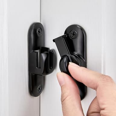 INIRET Black Barn Door Latches,90/180 Degree Gate Lock,Flip Gate Latches Hardware,Zinc Alloy Right Angle Door Lock Latch,Door Security Sliding Door Latch Lock for Cabinets,Bathroom
