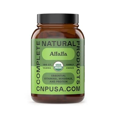 Complete Natural Products Pure Alfalfa Leaf - 100 Capsules - 450mg of Pure Dried Organic Alfalfa Leaf Powder in Veggie Capsules