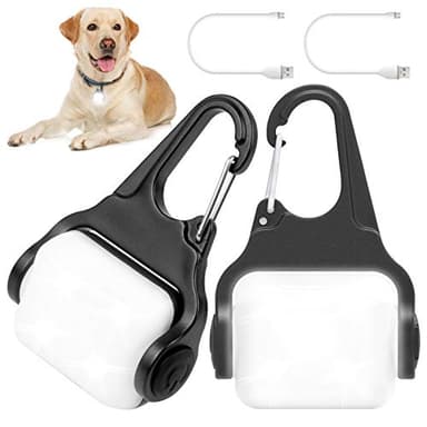Dog Lights for Night Walking, Clip on Dog Collar Light - 3 Modes, USB-C Rechargeable, IP65 Waterproof, LED Safety Light for Running, Camping, Climbing, Bike - 2 Packs