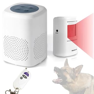 Loud Barking Dog Alarm, Motion Activated Dog Barking Alarm, IP43 Waterproof Barking Dog Motion Sensor for Warehouse Yard Office Mall Garage Home Security, Detects 23FT