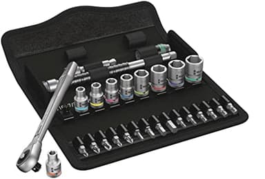 Wera 05004020001 8100 SA 10 Zyklop Imperial Metal Ratchet Set with Push-Through Square, 28 Piece, 1/4" Drive