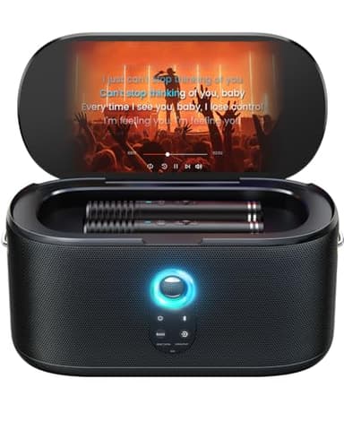 Ikarao Karaoke Machine for Adults, with Lyrics Display, 10.1" Screen, 280W, 2+2 Channel, 2 Wireless Microphone, Autotune EQ, Self-Charging, Portable Home Karaoke System with KaraFun Prime, HDMI for TV