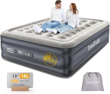 InnoTruth Air Mattress Queen with Built in Pump, Inflatable Mattress Blow up Mattress, Family Choice Award Winner, 18" Colchones Inflables Foldable Air Bed for Guest & Home, Ideal for Camping, 650lbs