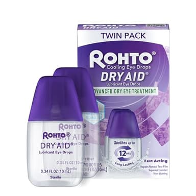 Rohto Dry Aid Lubricant Eye Drops, Fast Relief for Dry Eyes, Long-Lasting Hydration, Dry Eye Symptom Relief, Moisturizing and Soothing Eye Drops for Dry Eyes, Contact Lens-Friendly, 0.34 fl oz