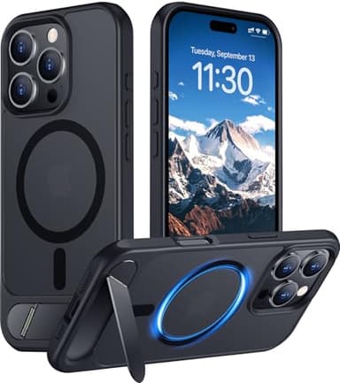 Temdan Magnetic Compatible with iPhone 16 Pro Case, [Built-in Invisible Kickstand][Compatible with MagSafe] [Military Grade Shockproof] Slim Translucent Matte Phone Case for iPhone 16 Pro 6.3"