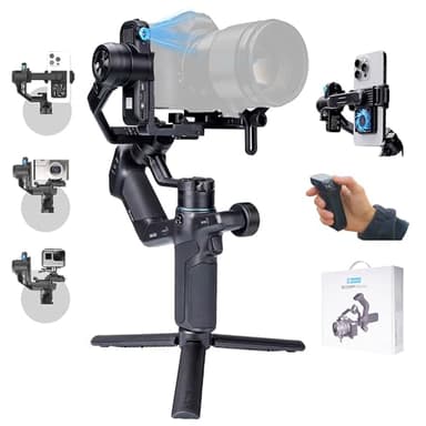 FeiyuTech SCORP Mini 3 Pro Camera Gimbal Stabilizer with AI Tracking, 2KG Payload, Detachable Remote Handle, 3-Axis All in One Handheld Gimbal for Sony/Canon/Nikon/Panasonic/Gopro/Smartphone