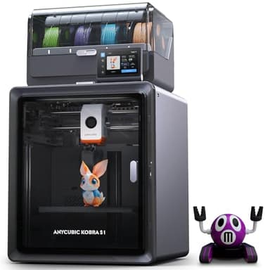 Anycubic Kobra S1 Combo Multicolor 3D Printer with Anycubic ACE PRO, 4 Multicolor, Drying and Printing at the Same Time, 600mm/s Fast Speed with 320℃ Hotend, Built-in Camera 44dB Quiet 250*250*250mm