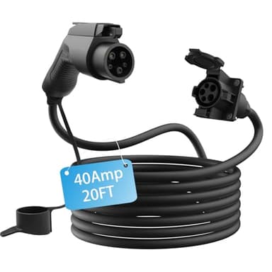 BESENERGY EV Charger Extension Cable 40Amp 20ft Charging Cord for Electric Vehicle 220V-240V Compatible All SAE J1772 Chargers