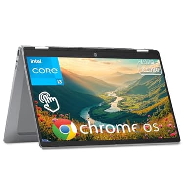 HP Chromebook Plus x360 Laptop 14" 2 in 1 Touchscreen Business Laptop for Student Intel Core i3 N305 8GB RAM 256GB UFS Backlit KB Wi-Fi 6 Chrome OS w/Google AI