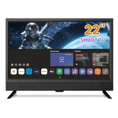 Feihe 22-inch Small Smart TV Full HD 1080p | Kitchen Smart TV, Flat Screen Television with Loud Dual Stereo Speakers, 178° Viewing & Wi/Fi