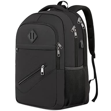 Backpack for Men and Women, School Backpacks for Teen Boys Girls, Water Resistant Sturdy Anti Theft Travel Laptop Backpack, Black Student Bookbag Fits 15.6 Inch Laptop with USB Charging Port, Gifts