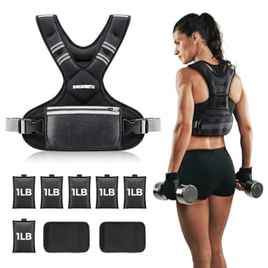 Adjustable Weighted Vest PACEARTH Ironsand Weight Vest with Six 1-Pound Adjustable Weights, 4-10 lbs Total, Big Zipper Pouch, Home Workout Weight Vest for Men and Women in Cardio and Strength Training