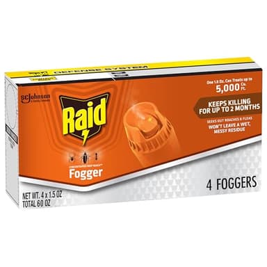 Raid Concentrated Deep Reach Pest Killer & Roach Foggers, Kills Roaches, Ants, Crickets, and Other Insects, Kills Roaches for 2 Months, 1.5oz, 4 Count