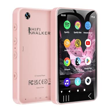 G7 MP3 Player with Camera and Speaker, 4 Inch Touchscreen Android 13 MP3 Player, Bluetooth WiFi Music Player with Spotify, 2000mAh, Expandable Storage up to 128GB - Pink