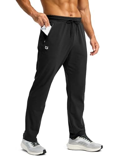 G Gradual Men's Fleece Lined Winter Pants with 3 Zipper Pockets Warm Athletic Joggers Workout Running Sweatpants for Men(Black,M)