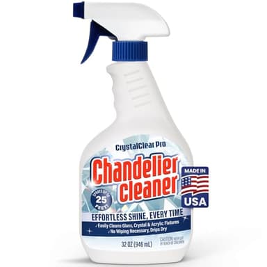 Chandelier Cleaner Drip Dry Spray - No Wipe Formula for Effortless, Streak-Free Shine on Crystal, Glass & Brass - Sprays up to 25 feet! Biodegradable, Non-Toxic & Time-Saving, 32 oz - Made in USA