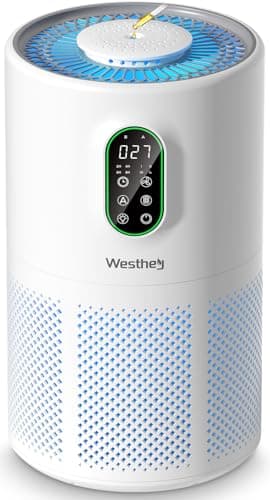 Air Purifiers for Home Large Room up to 1650 ft², WESTHEY H13 True HEPA Air Purifier for Bedroom with Night Light, Air Quality Monitor, Fragrance Sponge, Air Cleaner for Wildfire Smoke Dander Dust