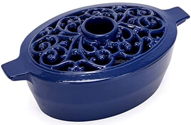 INNO STAGE Wood Stove Steamer, Cast Iron Humidifier for Stove, Home Indoor Decorative, Blue Finish, Rust Resistant, Lattice Top, 2.5 Quart Capacity, Patented