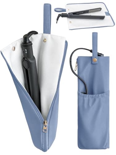 Lifeplus Holder & Mat for Hot Tools, Curling Iron Flat Iron Heat Resistant Hair Tools Travel Bag - Ideal for Home, Travel, Gift (Blue)