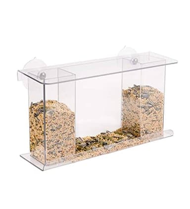 Wind & Weather One-Way Mirror Window Bird Feeder – Durable Outdoor Bird Feeder Watching – Features a Strong Suction Cup Attachment – 13" L x 5" D x 7" H