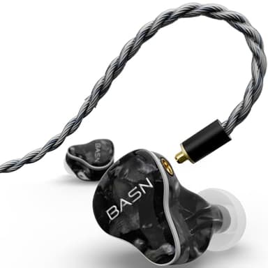 BASN Bmaster5 in Ear Monitors, 5 Drivers HiFi Drummer Stage Headphones, Professional IEM Earphones with MMCX Silver-Plated OFC Cable & Portable Case for Musicians(Obsidian Black, 3.5&4.4mm)