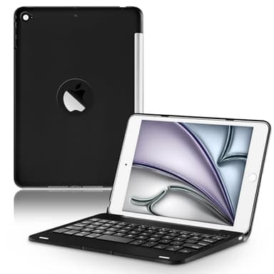 ONHI Ultra-Slim Wireless Keyboard Case for iPad Mini 4 / Mini 5, Durable Plastic Alloy Shell, Smart Folio Case with Auto Sleep/Wake Function, Silent Typing Experience (iPad Mini 4/5 Black)