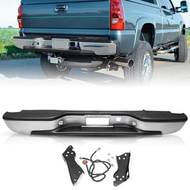 TUSDAR Rear Bumper Replacement For 1999-2006 Chevy Silverado GMC Sierra 1500 2500, 2007 1500 Classic Fleetside/Styleside Bed Chrome GM1103122